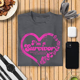 Veracco I'm Survivor with Heart Breast Cancer Awareness Survivor T-Shirt | for Men