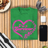 Veracco I'm Survivor with Heart Breast Cancer Awareness Survivor T-Shirt | for Men