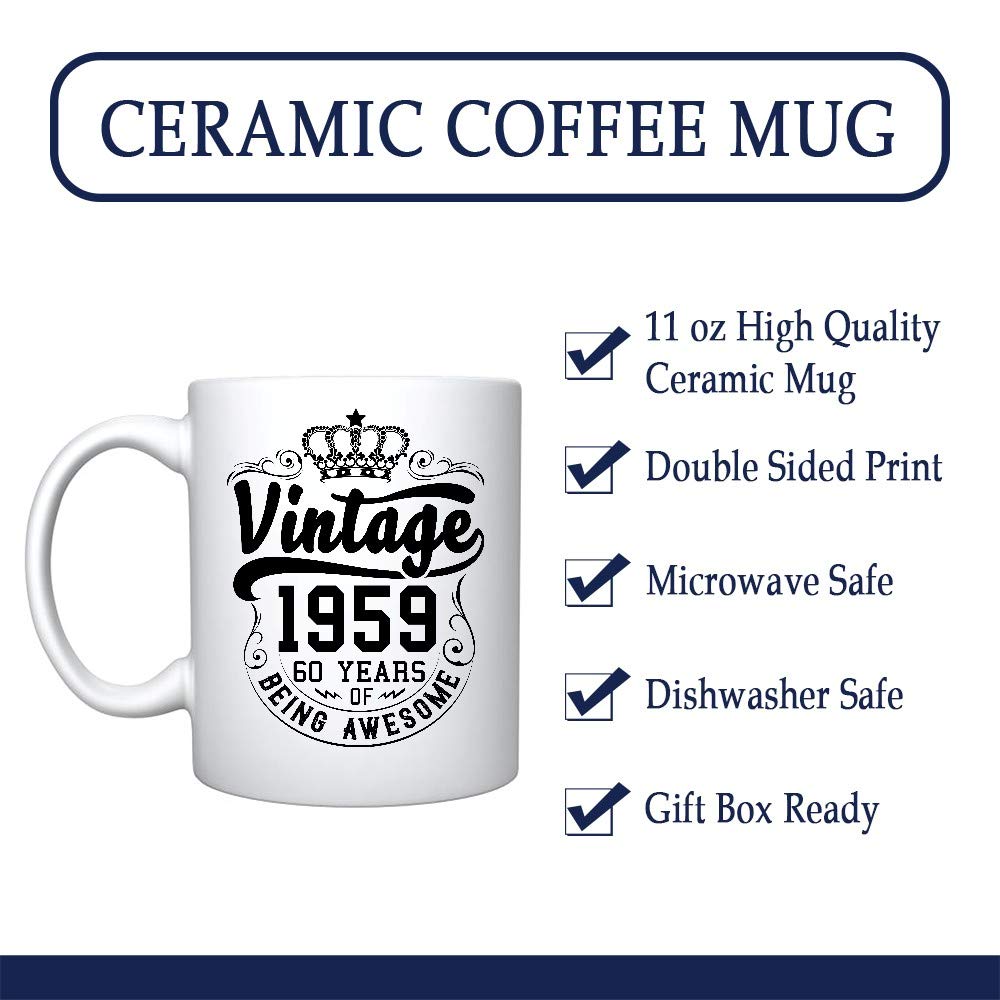 Veracco™ Crown Vintage 1959 60 Years Of Being Awesome Ceramic Coffee M –  veracco