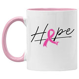 Veracco Hope Pink Ribbon Ceramic Coffee Mug Cancer Gifts For Women Chemo Awareness