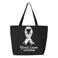 Veracco Breast Cancer Awareness Heavy Cotton Canvas Reusable Tote Bag with Zipper Survivor Pink Ribbon Cancer Awareness Items