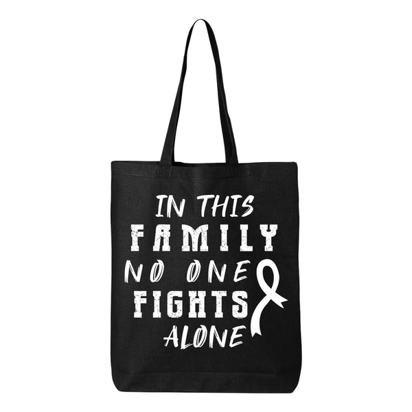 Veracco In This Family No One Fights Alone Tote Bag for Fighter Survivor Eco Cotton Reusable Bag Breast Cancer Awareness Item