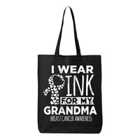 Veracco I Wear Pink for My Grandma Tote Bag for Fearless Fighter Survivor Eco Cotton Reusable Bag Breast Awareness Item