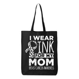 Veracco I Wear Pink for My Mom Tote Bag for Survivor Eco Cotton Reusable Bag Breast Cancer Awareness Items