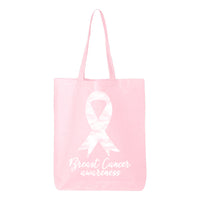 Veracco Pink Ribbon Butterfly Breast Cancer Awareness Tote Bag Fearless Survivor Eco Cotton Reusable Awareness Items (6oz)