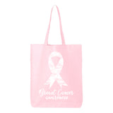 Veracco Pink Ribbon Butterfly Breast Cancer Awareness Tote Bag Fearless Survivor Eco Cotton Reusable Awareness Items (6oz)