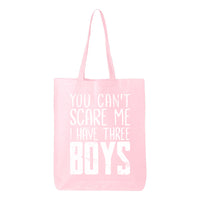 Veracco You Can't Scare Me I Have Three Boys Tote Bag for Survivor Eco Cotton Reusable Bag Breast Cancer Awareness Items