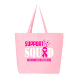 Veracco Support Squad Than Breast Cancer Jumbo Heavy Cotton Canvas Reusable Tote Bag with Zipper Survivor Awareness Items