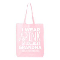Veracco I Wear Pink for My Grandma Tote Bag for Fearless Fighter Survivor Eco Cotton Reusable Bag Breast Awareness Item