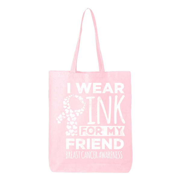 Veracco I Wear Pink for My Friend Tote Bag Fearless Fighter Survivor Eco Cotton Reusable Bag Breast Cancer Awareness Items