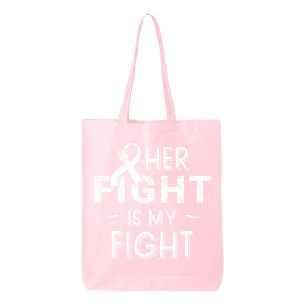 Veracco Her Fight is My Fight Tote Bag for Fearless Fighter Must Eco Cotton Reusable Bag Breast Cancer Awareness Items