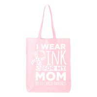 Veracco I Wear Pink for My Mom Tote Bag for Survivor Eco Cotton Reusable Bag Breast Cancer Awareness Items