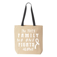 Veracco In This Family No One Fights Alone Breast Cancer Awareness Tote Bag Survivor Cotton Canvas Reusable Items