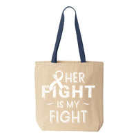 Veracco Her Fight is My Fight Breast Cancer Awareness Tote Bag Fearless Survivor Cotton Canvas Reusable Awareness Items