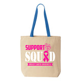 Veracco Support Squad Breast Cancer Awareness Tote Bag Survivor Cotton Canvas Reusable Cancer Awareness Item