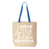 Veracco I Wear Pink for My Grandma Breast Cancer Awareness Tote Bag Survivor Cotton Canvas Reusable Cancer Awareness Item