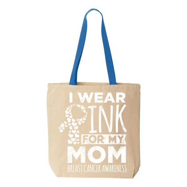 Veracco I Wear Pink for My Mom Breast Cancer Awareness Tote Bag Fearless Survivor Cotton Canvas Reusable Item