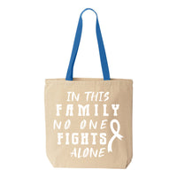 Veracco In This Family No One Fights Alone Breast Cancer Awareness Tote Bag Survivor Cotton Canvas Reusable Items