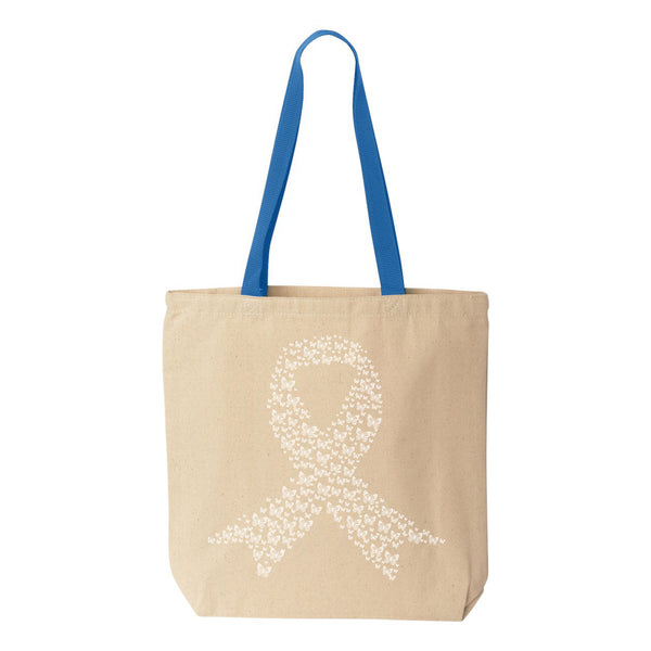 Veracco Butterfly Ribbon Breast Cancer Awareness Tote Bag Survivor Cotton Canvas Reusable Cancer Awareness Item