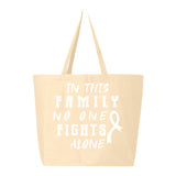 Veracco In This Family No One Fight Alone Jumbo Heavy Cotton Canvas Reusable Tote Bag with Zipper Breast Cancer Item