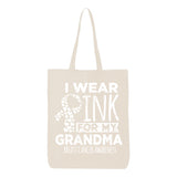Veracco I Wear Pink for My Grandma Tote Bag for Fearless Fighter Survivor Eco Cotton Reusable Bag Breast Awareness Item