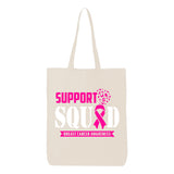 Veracco Support Squad Breast Cancer Awareness Tote Bag Fighter Fearless Survivor Eco Cotton Reusable Awareness Items (6oz)