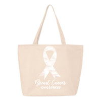 Veracco Breast Cancer Awareness Heavy Cotton Canvas Reusable Tote Bag with Zipper Survivor Pink Ribbon Cancer Awareness Items