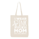 Veracco I Wear Pink for My Mom Tote Bag for Survivor Eco Cotton Reusable Bag Breast Cancer Awareness Items