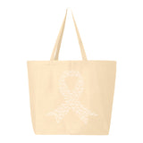 Veracco Butterfly Ribbon Jumbo Heavy Cotton Canvas Tote Bag Survivor Breast Cancer Awareness Items