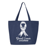 Veracco Breast Cancer Awareness Heavy Cotton Canvas Reusable Tote Bag with Zipper Survivor Pink Ribbon Cancer Awareness Items