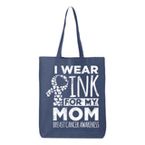 Veracco I Wear Pink for My Mom Tote Bag for Survivor Eco Cotton Reusable Bag Breast Cancer Awareness Items