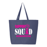 Veracco Support Squad Than Breast Cancer Jumbo Heavy Cotton Canvas Reusable Tote Bag with Zipper Survivor Awareness Items