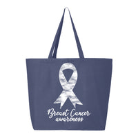 Veracco Breast Cancer Awareness Jumbo Heavy Cotton Canvas Reusable Tote Bag with Zipper Survivor Cancer Awareness Item