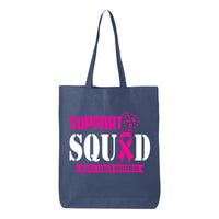 Veracco Support Squad Breast Cancer Awareness Tote Bag Fighter Fearless Survivor Eco Cotton Reusable Awareness Items (6oz)