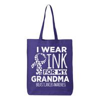 Veracco I Wear Pink for My Grandma Tote Bag for Fearless Fighter Survivor Eco Cotton Reusable Bag Breast Awareness Item