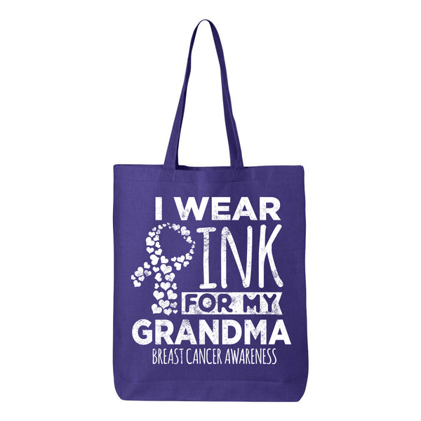 Veracco I Wear Pink for My Grandma Tote Bag for Fearless Fighter Survivor Eco Cotton Reusable Bag Breast Awareness Item