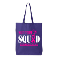 Veracco Support Squad Breast Cancer Awareness Tote Bag Fighter Fearless Survivor Eco Cotton Reusable Awareness Items (6oz)