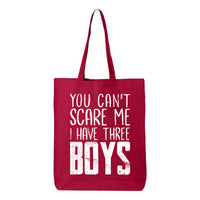 Veracco You Can't Scare Me I Have Three Boys Tote Bag for Survivor Eco Cotton Reusable Bag Breast Cancer Awareness Items