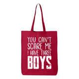 Veracco You Can't Scare Me I Have Three Boys Tote Bag for Survivor Eco Cotton Reusable Bag Breast Cancer Awareness Items