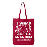 Veracco I Wear Pink for My Grandma Tote Bag for Fearless Fighter Survivor Eco Cotton Reusable Bag Breast Awareness Item