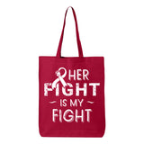 Veracco Her Fight is My Fight Tote Bag for Fearless Fighter Must Eco Cotton Reusable Bag Breast Cancer Awareness Items