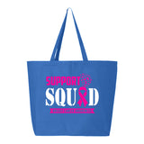 Veracco Support Squad Than Breast Cancer Jumbo Heavy Cotton Canvas Reusable Tote Bag with Zipper Survivor Awareness Items