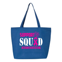 Veracco Support Squad Heavy Cotton Canvas Reusable Tote Bag with Zipper Pink Ribbon Breast Cancer Awareness Item