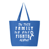 Veracco In This Family No One Fight Alone Jumbo Heavy Cotton Canvas Reusable Tote Bag with Zipper Breast Cancer Item