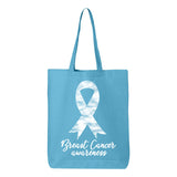 Veracco Pink Ribbon Butterfly Breast Cancer Awareness Tote Bag Fearless Survivor Eco Cotton Reusable Awareness Items (6oz)