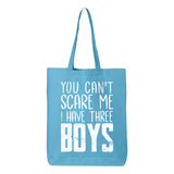 Veracco You Can't Scare Me I Have Three Boys Tote Bag for Survivor Eco Cotton Reusable Bag Breast Cancer Awareness Items