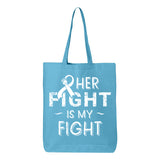 Veracco Her Fight is My Fight Tote Bag for Fearless Fighter Must Eco Cotton Reusable Bag Breast Cancer Awareness Items