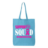 Veracco Support Squad Breast Cancer Awareness Tote Bag Fighter Fearless Survivor Eco Cotton Reusable Awareness Items (6oz)