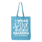 Veracco I Wear Pink for My Grandma Tote Bag for Fearless Fighter Survivor Eco Cotton Reusable Bag Breast Awareness Item
