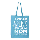 Veracco I Wear Pink for My Mom Tote Bag for Survivor Eco Cotton Reusable Bag Breast Cancer Awareness Items